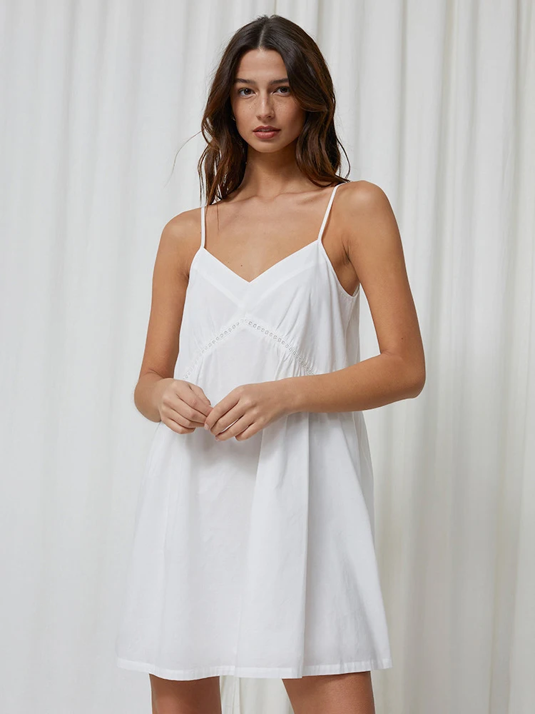 

Hiloc Женская хлопковая Ночная Сорочка свободного покроя, белая Пижама, ночная рубашка на бретельках, 2022, платья, платье с открытой спиной, спа...