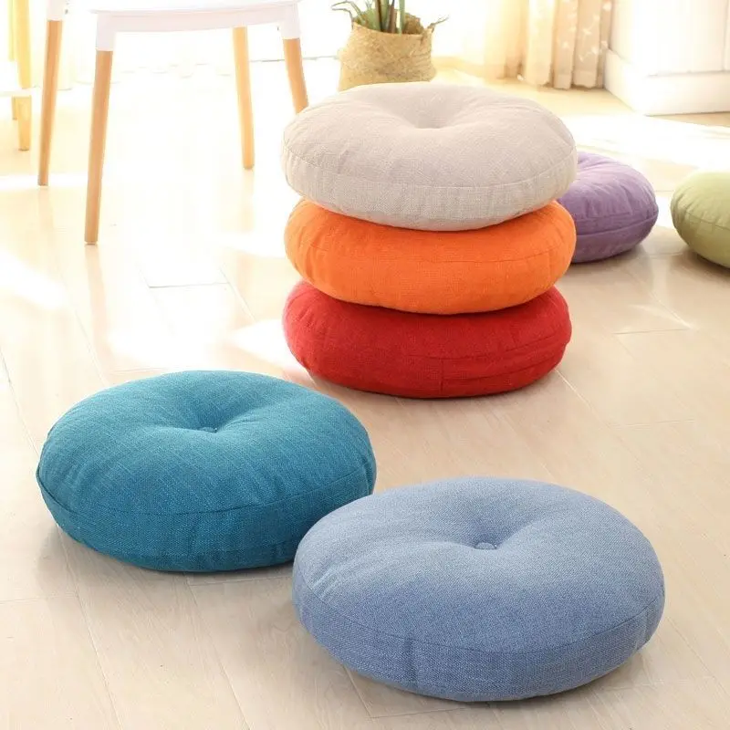 

1pc 50cm/19.6in Cotton Linen Round Cushion Durable Super Thick For Car Office Chair Cushions Home Decor cojines almofadas