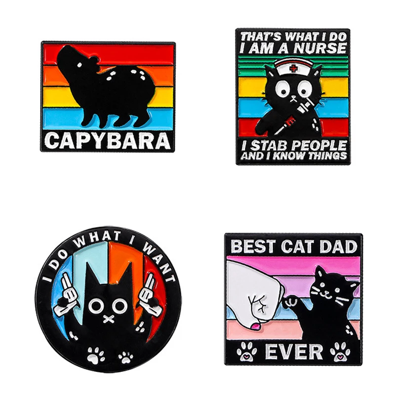 Эмалированная брошь в виде мультяшной медсестры кошки милой бриллиантовой папы