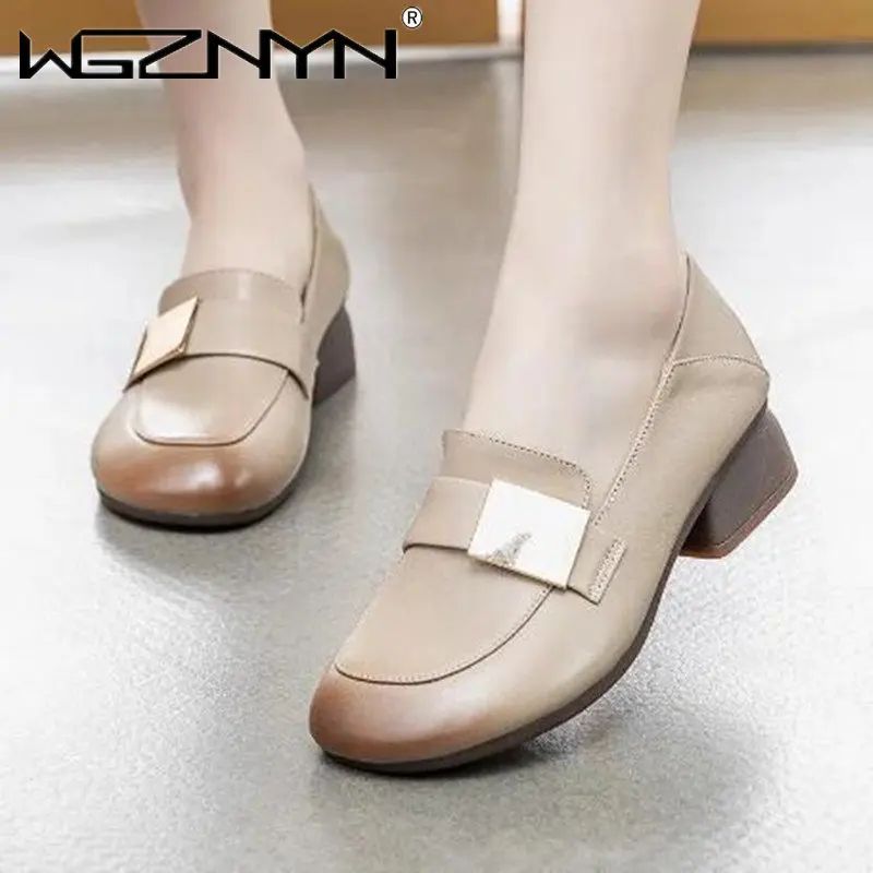 

Женские лакированные туфли ручной работы, офисные туфли из натуральной кожи на толстом каблуке, весна-осень 2023