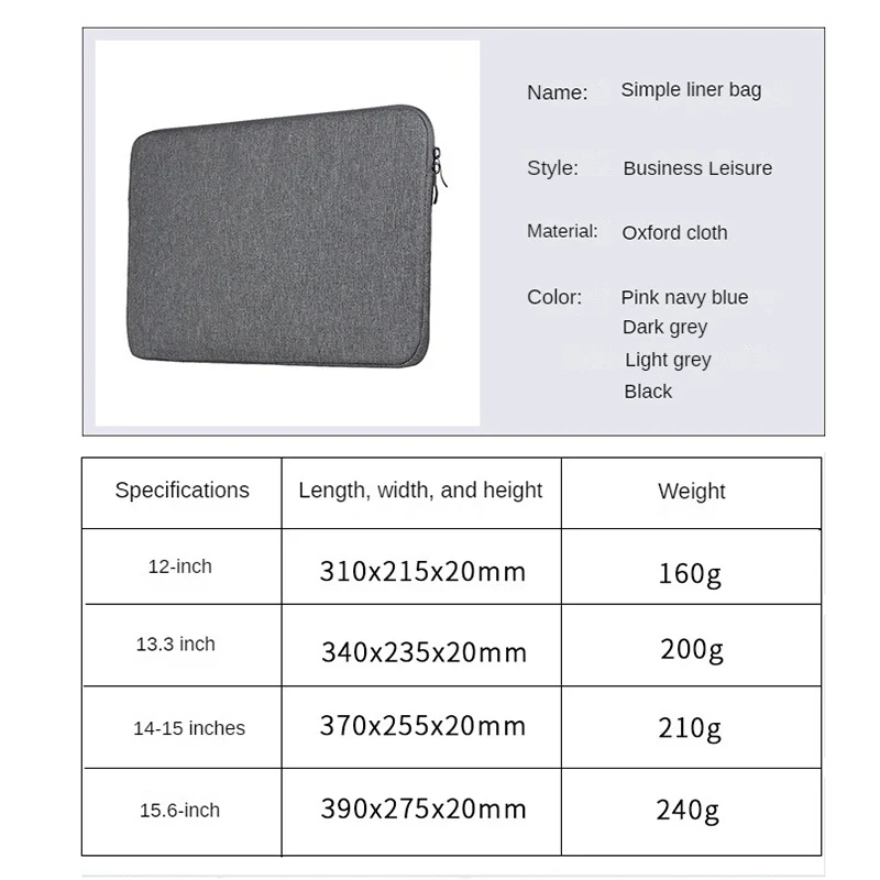 Universal Laptop Sleeve Case 11/12/13/14/15 inch Notebook Bag for Macbook Computer Pocket Tablet Briefcase Carry Bag