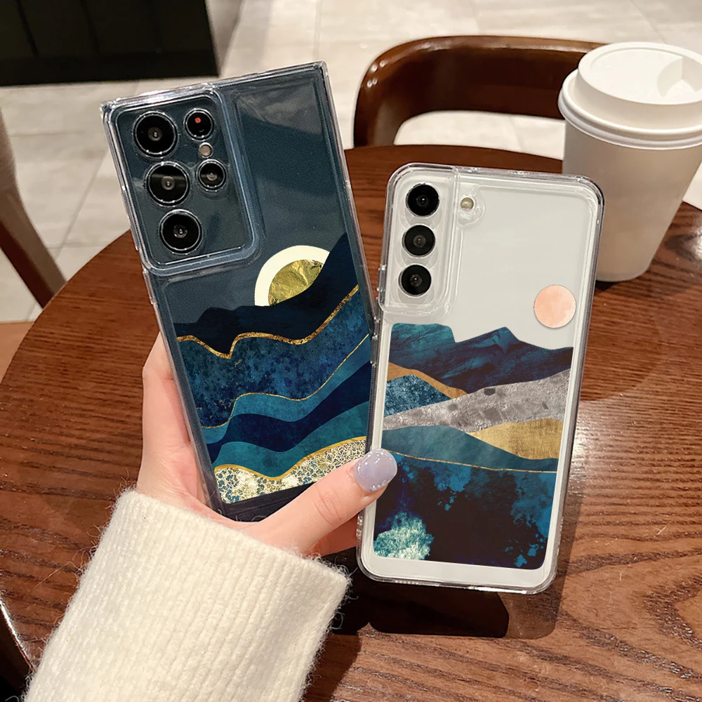 

Phone Case For Samsung Galaxy S23 S23Ultra S22 S22Ultra S21 Ultra S20Ultra S20 FE Plus 5G Mountain Cases Transparent Soft Cover