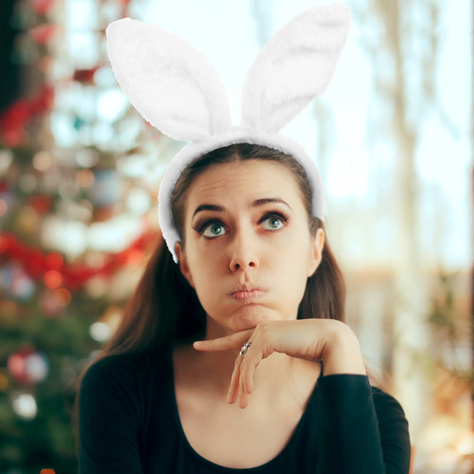 Повязка на голову с ушками животных женский обруч для волос праздничный орнамент