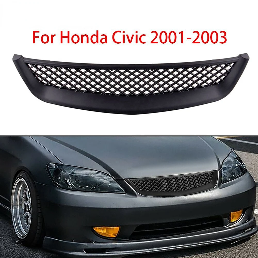 

Car ABS Front Engine hood intake grillFor Honda Civic JDM Type R 2001-2003 2DR/4DR EM/ES Racing Car Grille Molding Cover