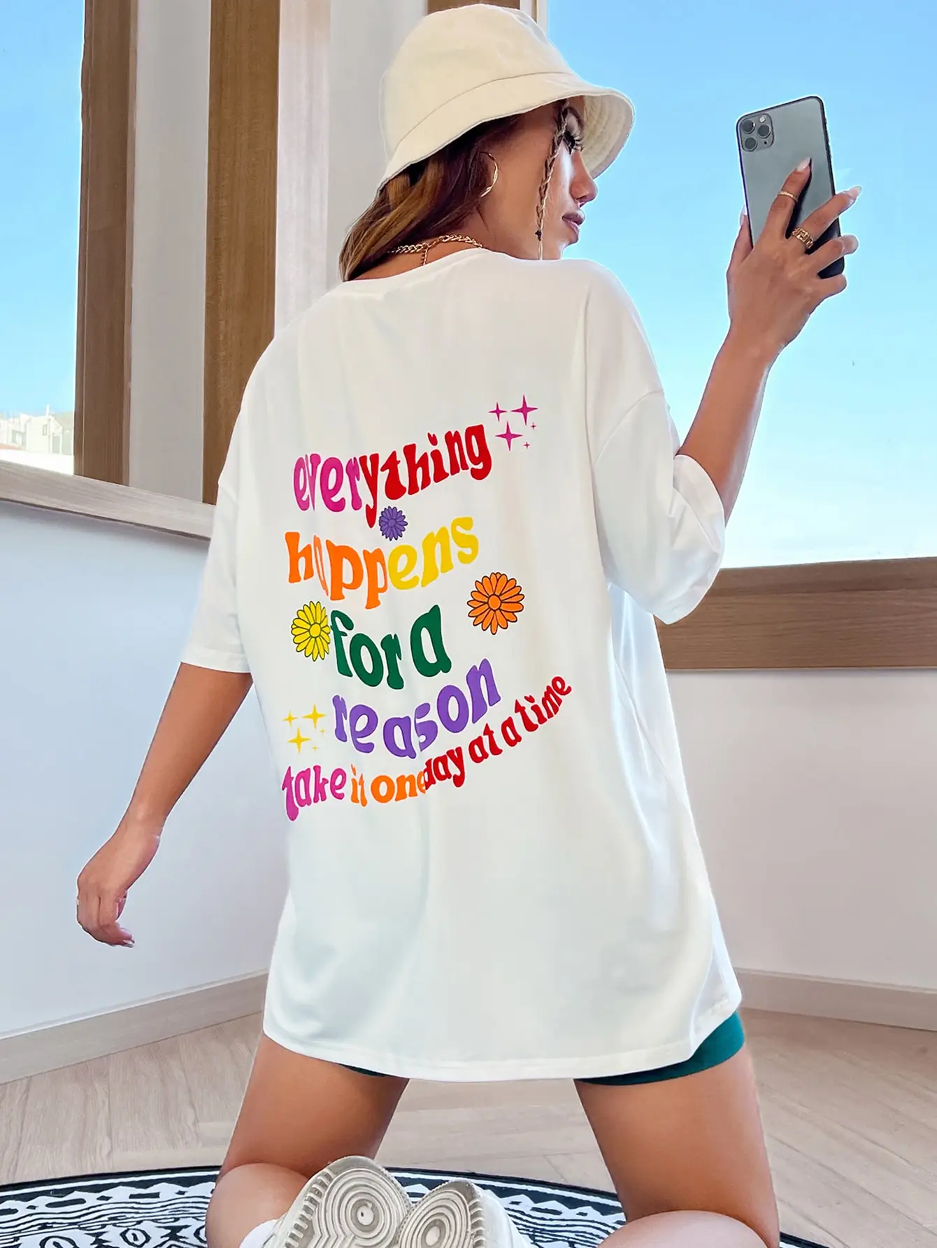 

Everything Happens For A Reason Cotton Woman T-Shirts Niche Creativity Top Tee Vintage Hipster Tee Top Original Aesthetic Tshirt