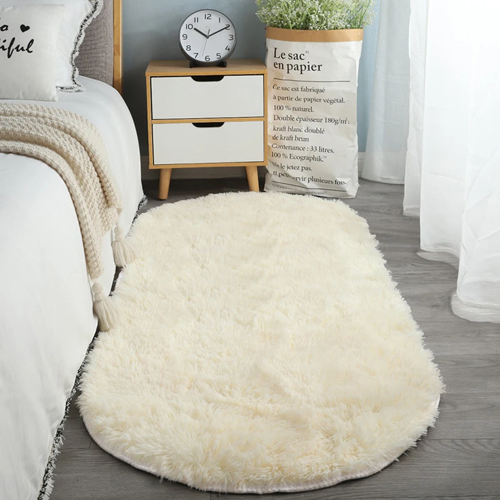 

Bedside Oval Shaped Mat Floor Rug Comfortable Carpet Decoration Living Room