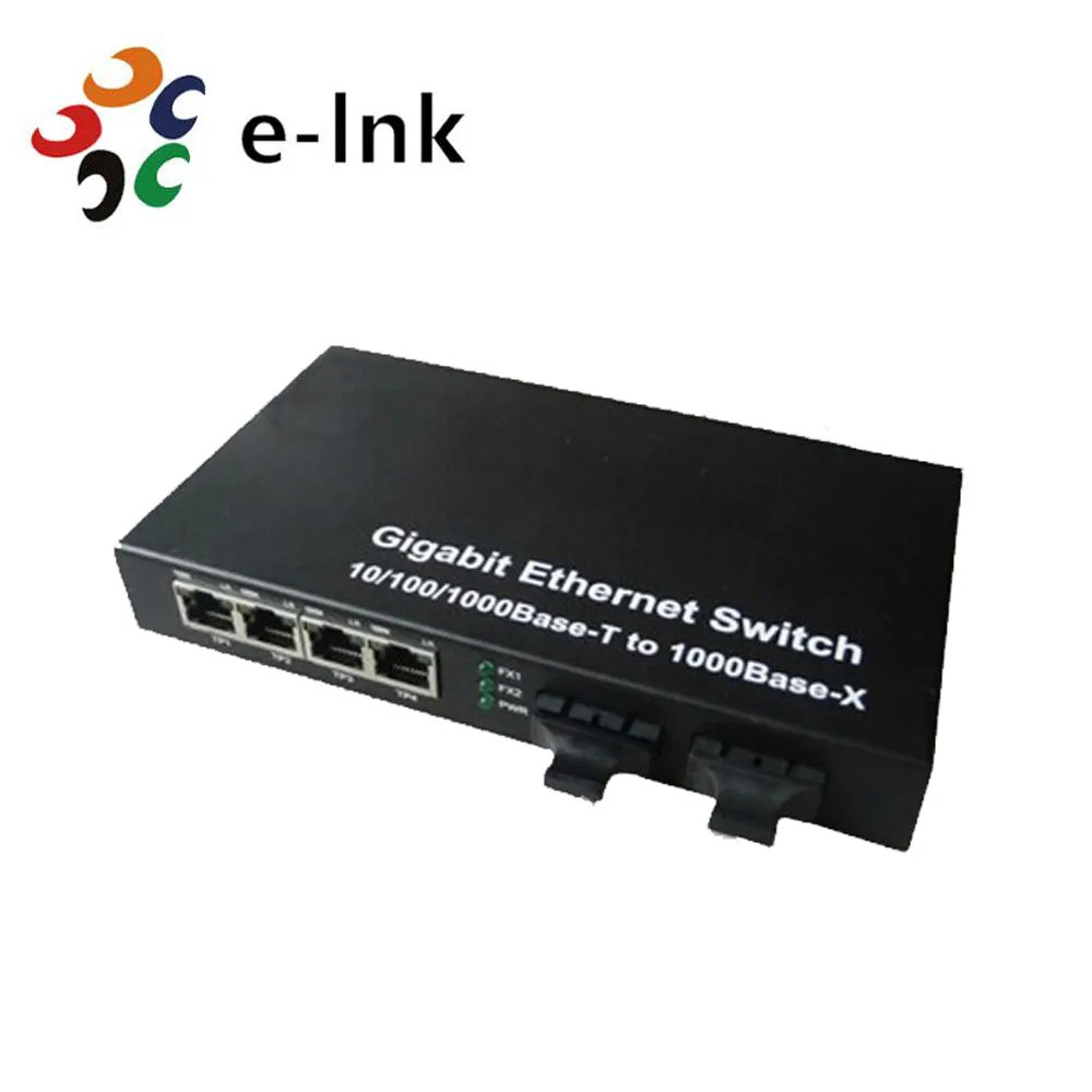 

10/100/1000Base-T to 1000Base-F, 2 Fx Port + 4 RJ-45 Ports Single Mode Fiber Media Converter Switch