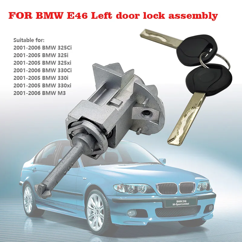 

For 2001-2006 BMW E46 3 Series Left Door Lock Cylinder Assembly, with 2 Keys 51217019975