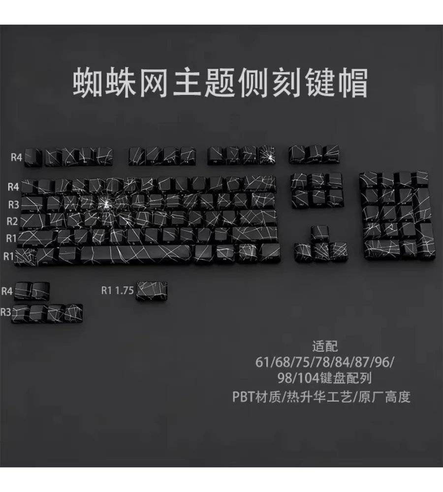 Персонализированные кейкапы для механических клавиатур 6068757880879698104 с боковой гравировкой в виде паутины, прозрачные, адаптируемые (art.: 3920dbd44078a) - 3920dbd44078a