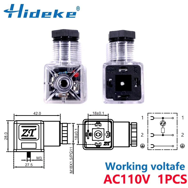 HIDEKE Прозрачный разъем для гидравлического электромагнитного клапана