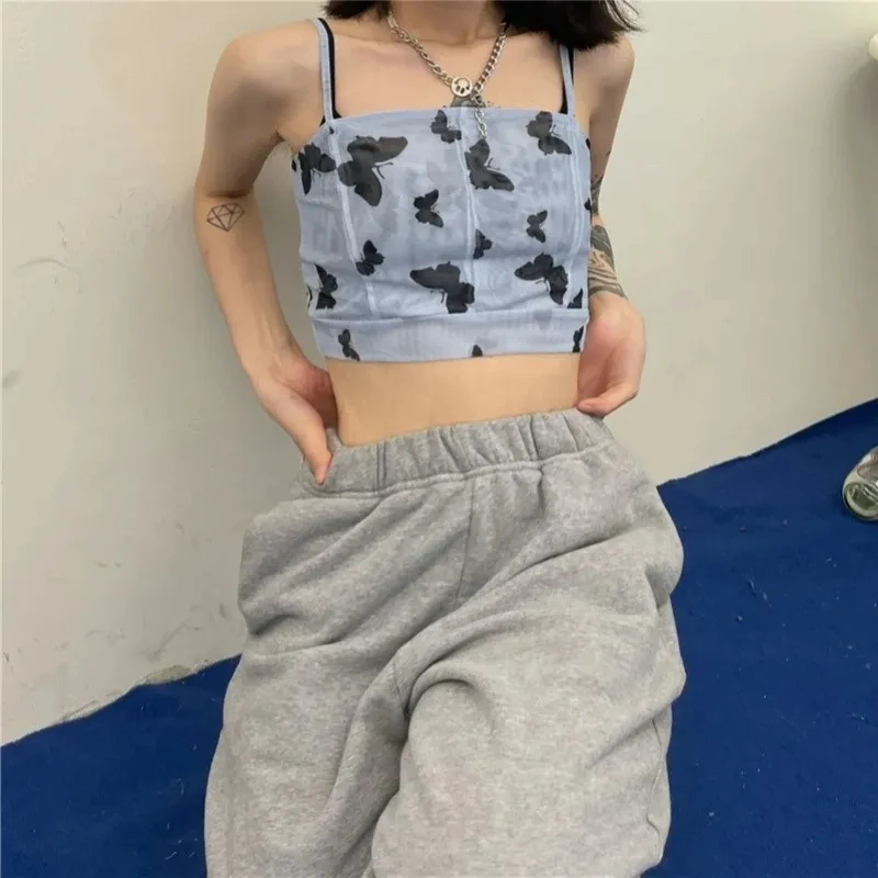 

Women clothing Y2K Aesthetic Retro Streetwear Harajuku sleeveless Tank Top summer slim crop tops cute t-shirt Clubwear EMO
