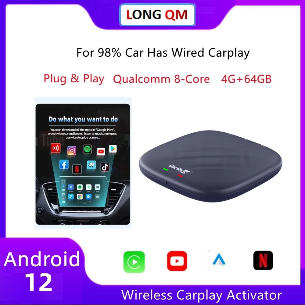 

Ai Box Android 12 Plus Wireless Carplay Android Auto For Honda Toyota Nissan Mazda Hyundai Kia Plug and Play 4G RAM 64G ROM