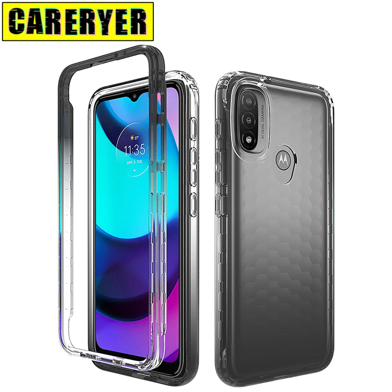 

Shockproof Gradient Clear Case For Motorola Moto E20 Cases Anti Fall Simple Soft Silicone Transparent Back Cover For Moto E 20