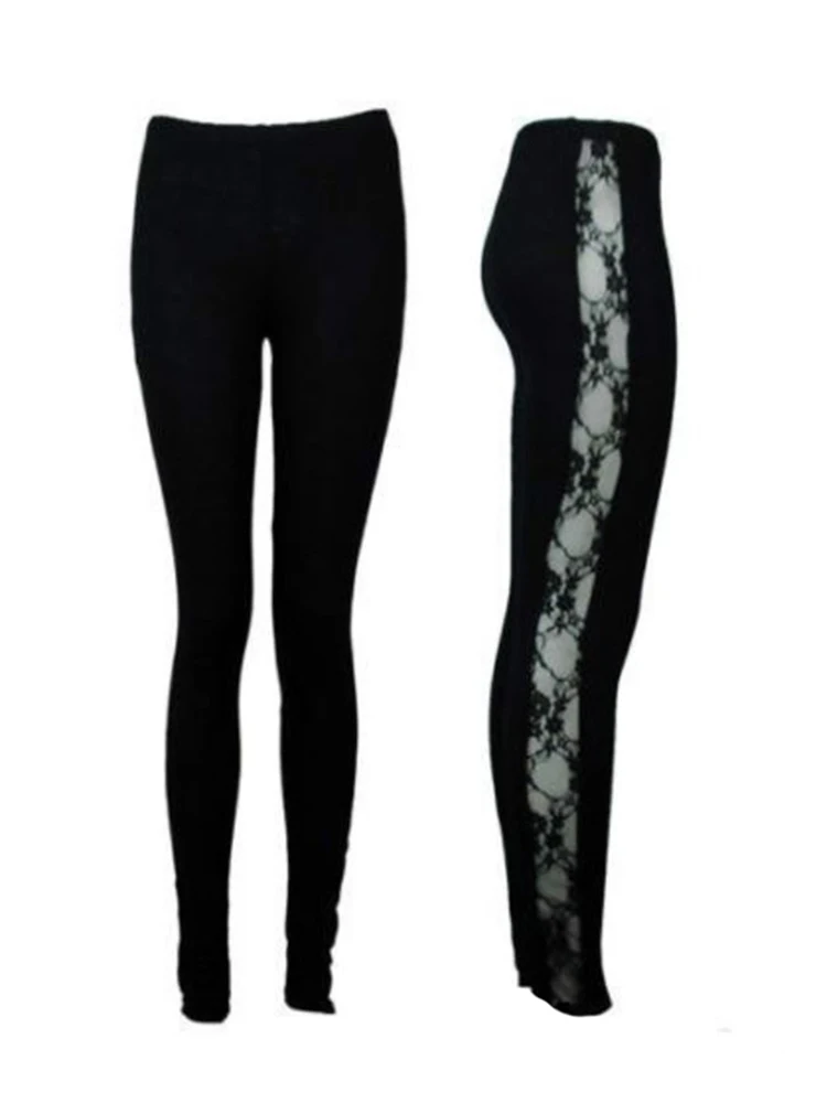 Women High Waist Sport Leggins Side Lace Gym Training Leggings Elastic Yoga Pants Sexy Fitness Joggings Black Running Femme
