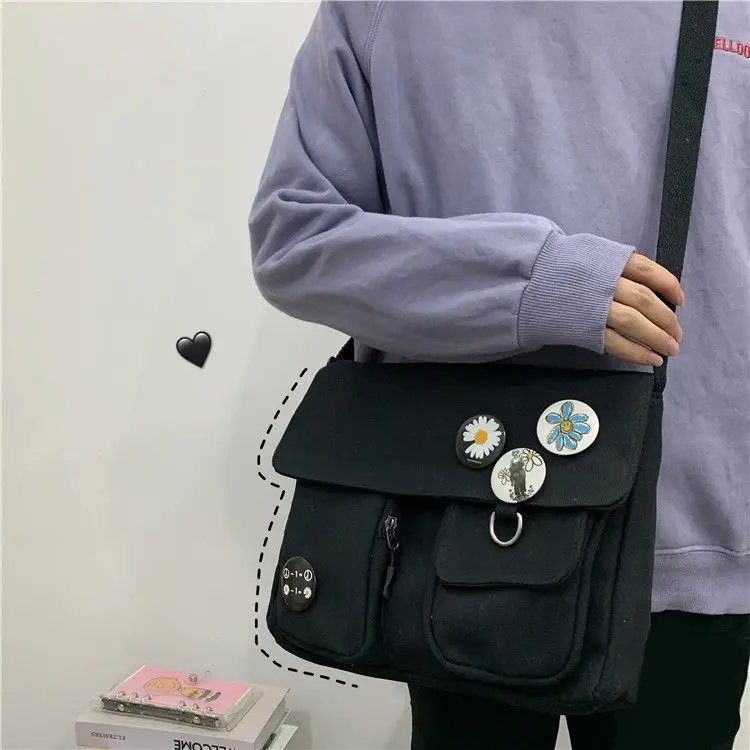 

2022 Canvas Diagonal Cross Bag Youth Fashion Casual Version Ladies Large Capacity Shoulder Bag Solid Color Women Messenger Bags