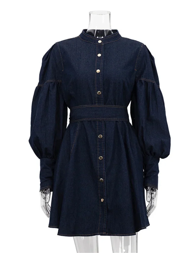 Trendix Джинсовые платья для женщин 2024 осенняя мода винтажное мини-платье на