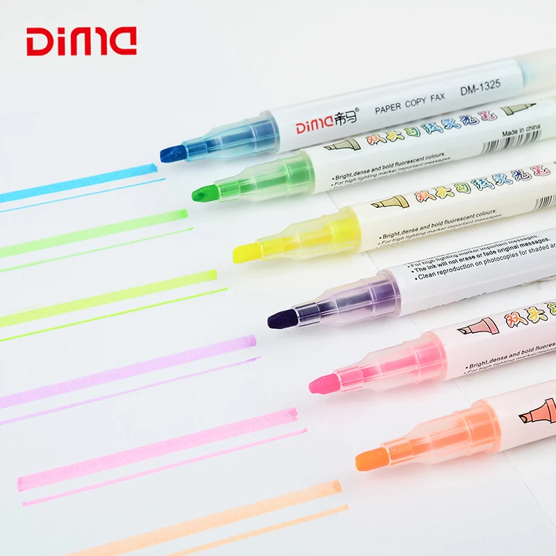 

6Pcs/Set Double Head Fluorescent Highlighter Pen Markers Pastel Drawing Pen for Student School Office Supplies Cute Stationery