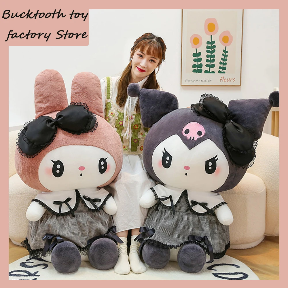 

Новинка Sanrio аниме темный готический стиль My Melody плюшевая игрушка Kuromi Подушка для сна мультяшная Подушка Мягкие детские подарки