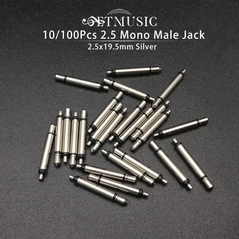 

10/100Pcs 2.5 Mono Male Jack Audio Cable 2.5 Plug Audio Metal Plug for Guitar Equalizer Piezo Silver