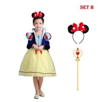 four season snow white dress clothes kid girl princess fancy birthday party stage costume long sleeve striped fancy bowknot gown