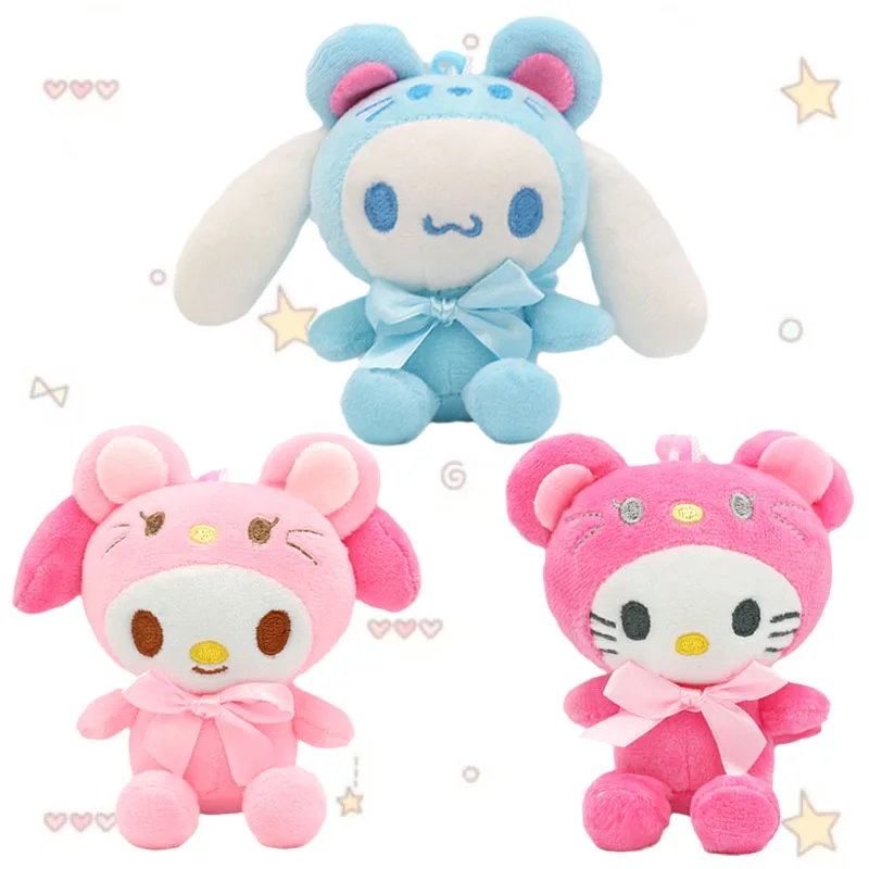 

Sanrioed мультяшный кавайный My Melody Kt Cat Cinnamoroll, 10 см, мягкая плюшевая игрушка, аниме-фигурка, плюшевая кукла, кулон, игрушки, детский подарок