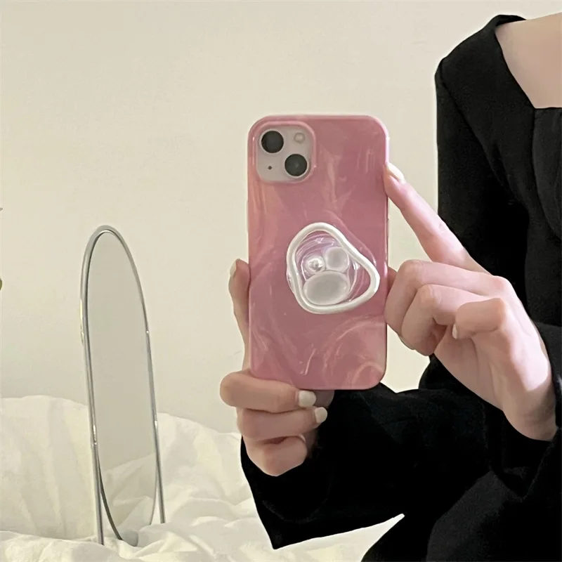 

Pink Halo Dyeing Bead with Holder Phone Cover Case for iPhone 14 13 12 11 Pro Max 14 13 12