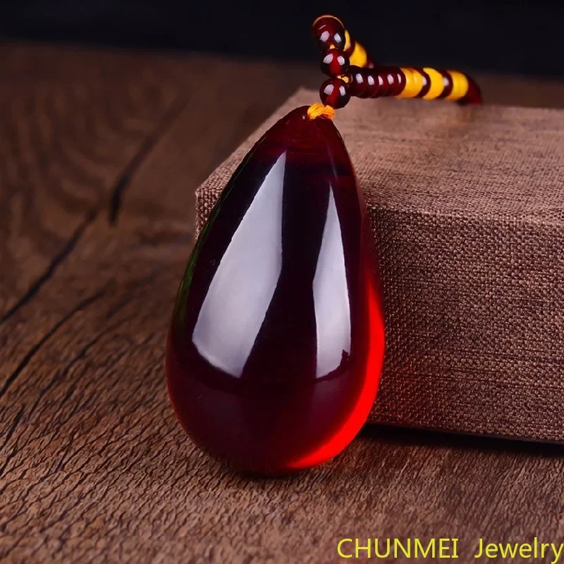 Изящные ювелирные изделия ожерелье с подвеской в виде янтаря крови для женщин и