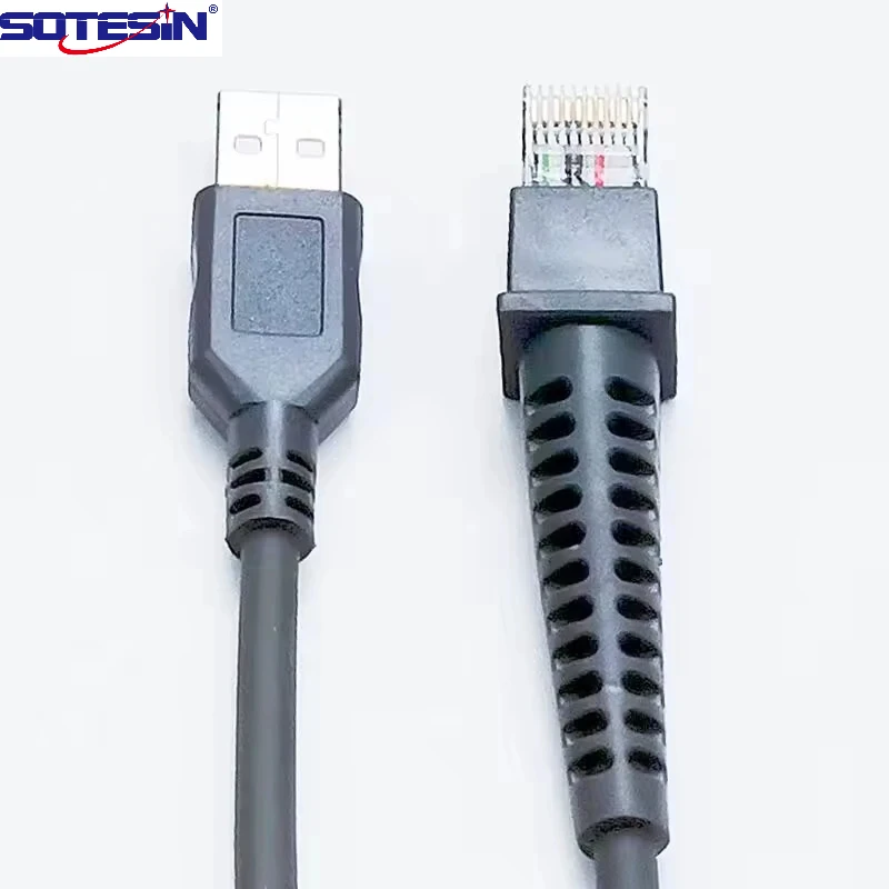 Фото Кабель SOTESIN спиральный, выдвижной, из чистой меди, USB-RJ50 для сканеров штрих-кодов Datalogic GM4430, QW2120, QD2430, GD4130, QW2100 №4