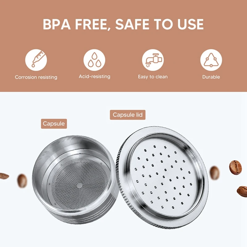 2 шт. многоразовые капсулы для кофе эспрессо из нержавеющей стали