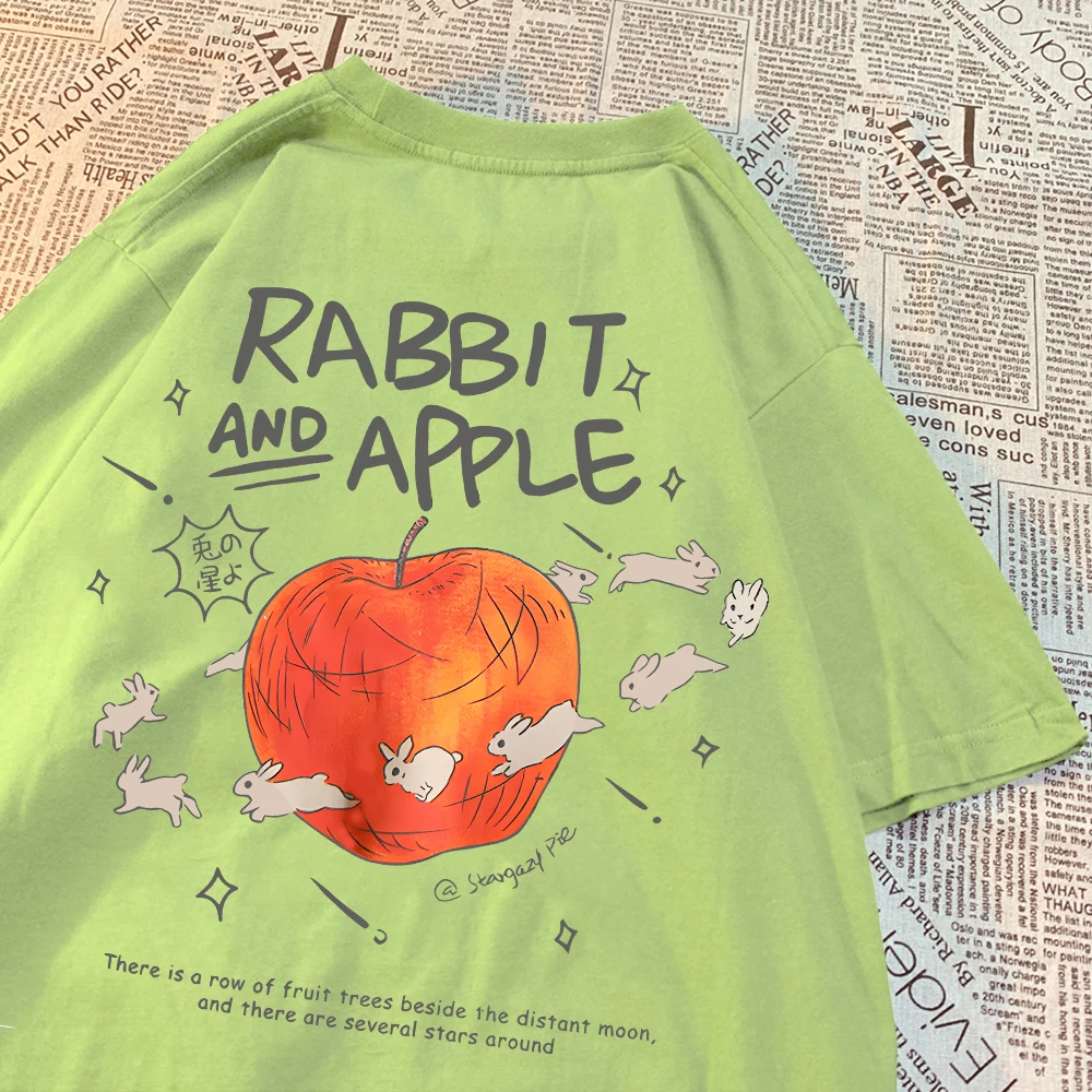 Uniwersalna koszulka piłkarska w stylu hip-hopowym z obrotowym nadrukiem królika Bawełniany dzianinowy top okrągłym dekolte...