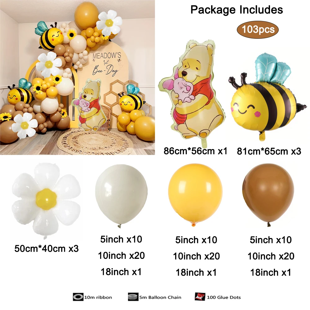 

Набор Из 103 Латексных Шаров С Изображением Винни-Пуха, Би И Дейзи Для Украшения Дня Рождения, Ретро-цвета