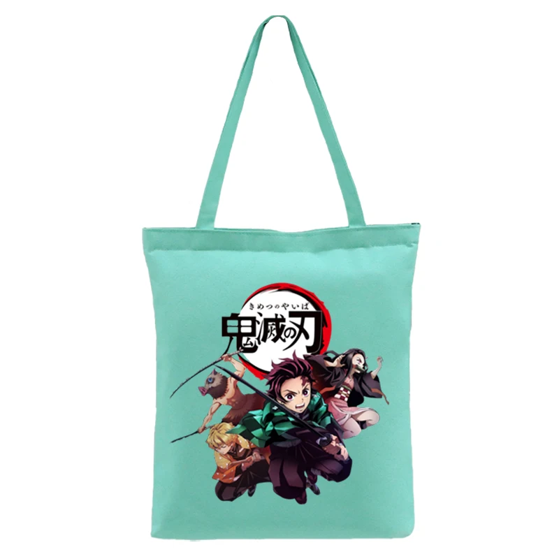 

Anime Demon Slayer Kimetsu No Yaiba Kamado Nezuko Shopping Bags Canvas Shopper Bag Handbags Shoulder Eco Handbag Tote Custom Bag