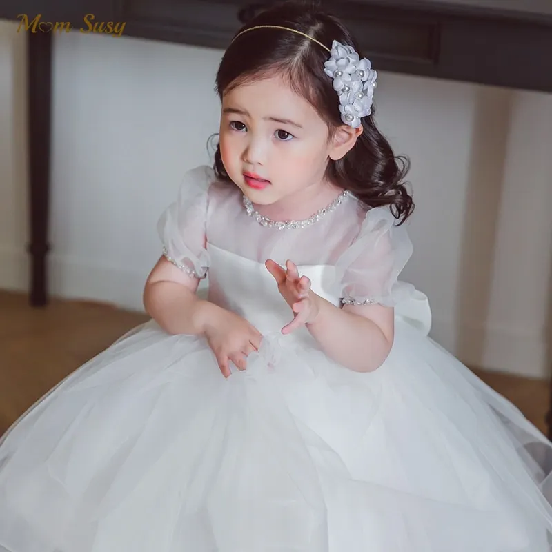 Модное платье принцессы с пышными рукавами для маленьких девочек детское