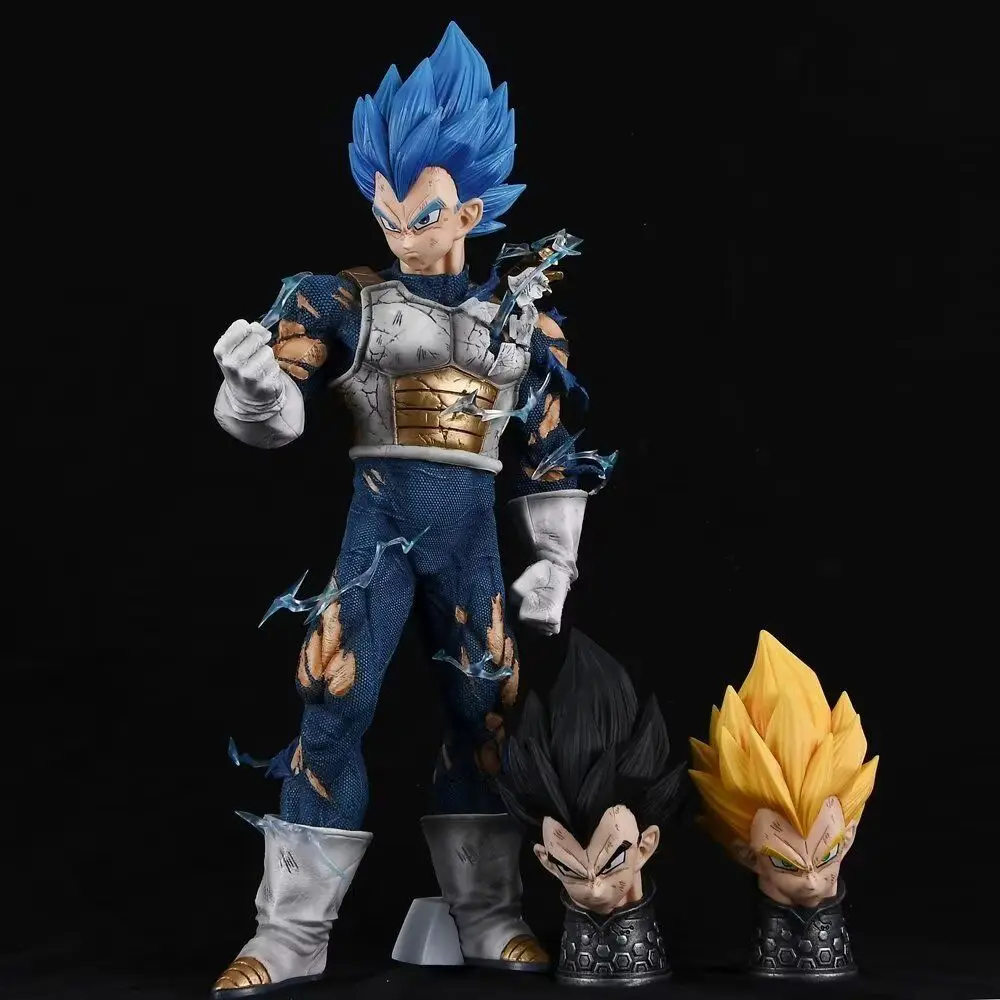 

46cm Dragon Ball Anime Figurines Super Saiyan GK Vegeta Action Figure Black Hair Blue Hair PVC Model Statue Collection Ornament