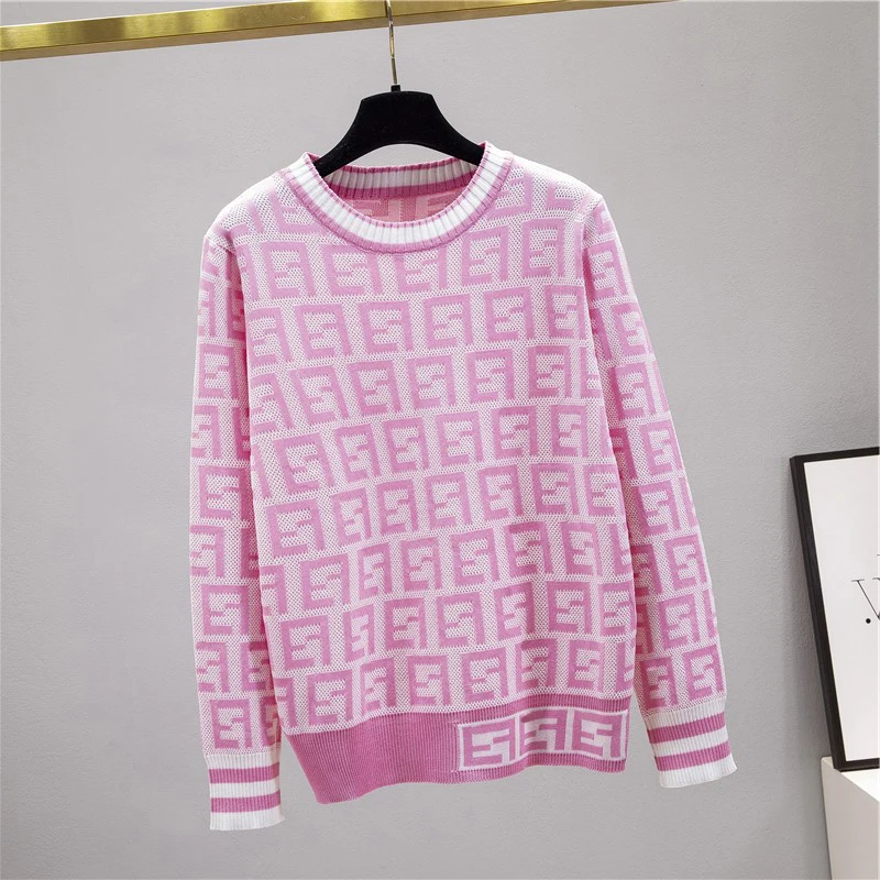 Интернет-знаменитости с буквами женский розовый свитер из ледяного шелка