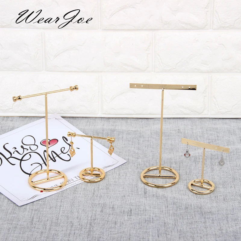 Metal T-Bar Earrings Bracelet Jewelry Display Rack Stand Eardrop Organizer Holder Case Bouches Necklace Hanger for Store Selling