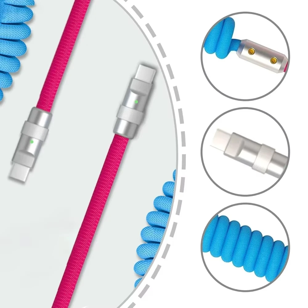 Фото Зарядный кабель PD Max 60 Вт USB Type C to Type C для автомобильного телефона 15 Pro Max, 6 А, телескопический кабель для быстрой зарядки для Samsung Xiaom №3