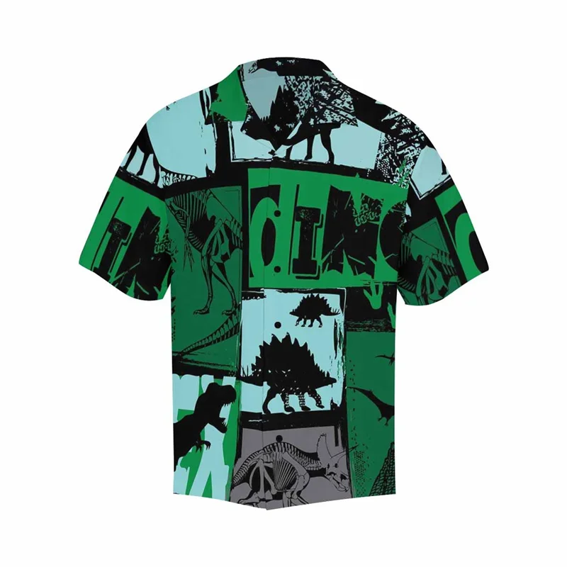 Детские рубашки с забавным рисунком динозавра для мужчин одежда гавайская