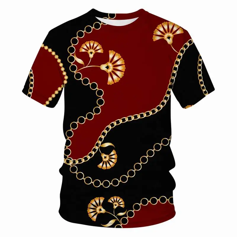 

Футболка мужская с 3D принтом цепей, модная популярная тенниска в стиле Харадзюку, свободная брендовая майка с 3D принтом ed, забавная уличная ...