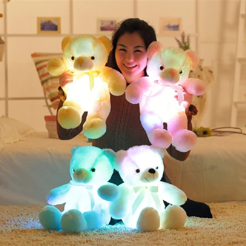 

Cartoon Glow Bear Plush Toy Soft Animal Stuffed Doll Kawaii Room Decoration Stuffed Pillow Children Toy Birthday Gifts for Kids
