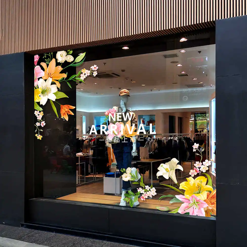 QiAds на заказ весенние наклейки с лилиями цветы и растения магазин одежды