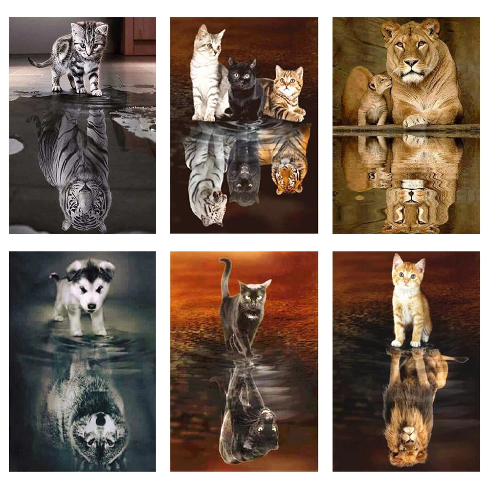 

Diamond Mosaic Cross Stitch Kits Cat Lion Wolf 5D DIY Diamond Painting New Arrivals Animals Diamond Art Home Decoration