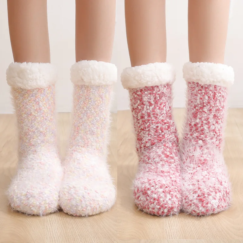 1 Pair Winter Plus Velvet Warm Socks Women Thicken Thermal Snow Boots Socks Soft Home Floor Socks