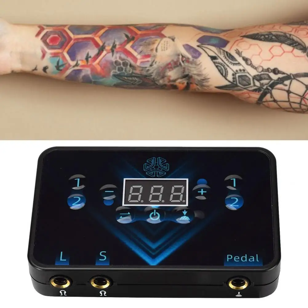 

Tattoo Motor Hardcover Blue Light Adjustable LED Display Tattoo Pen Power Supply for Unisex