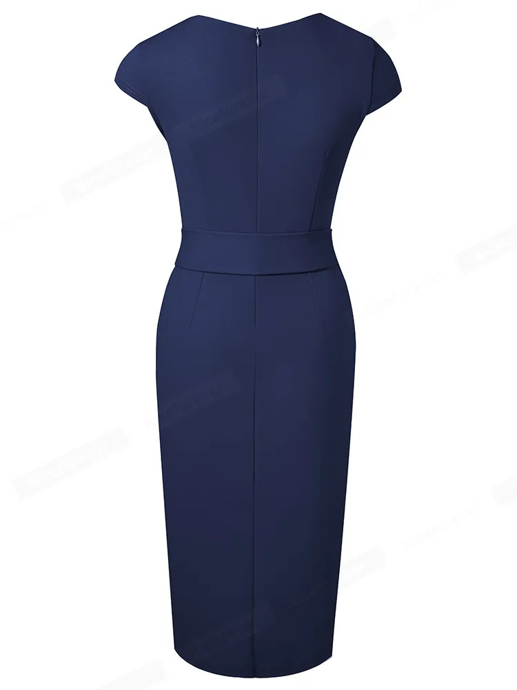 Nice-forever летние женские элегантные однотонные работать с Разделение платья Бизнес