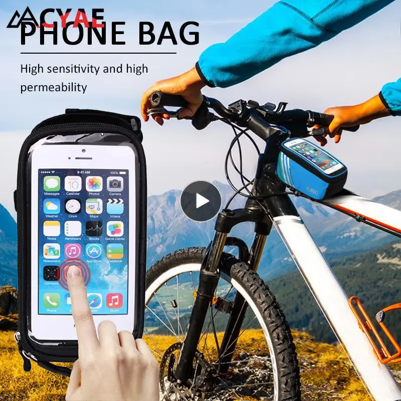 

Cycling Bike Bag 5.0 Touch Screen Bag Inch Waterproof MTB Road Bicycle Frame Front Tube Storage Mobile Phone Bike Bicycle Bag