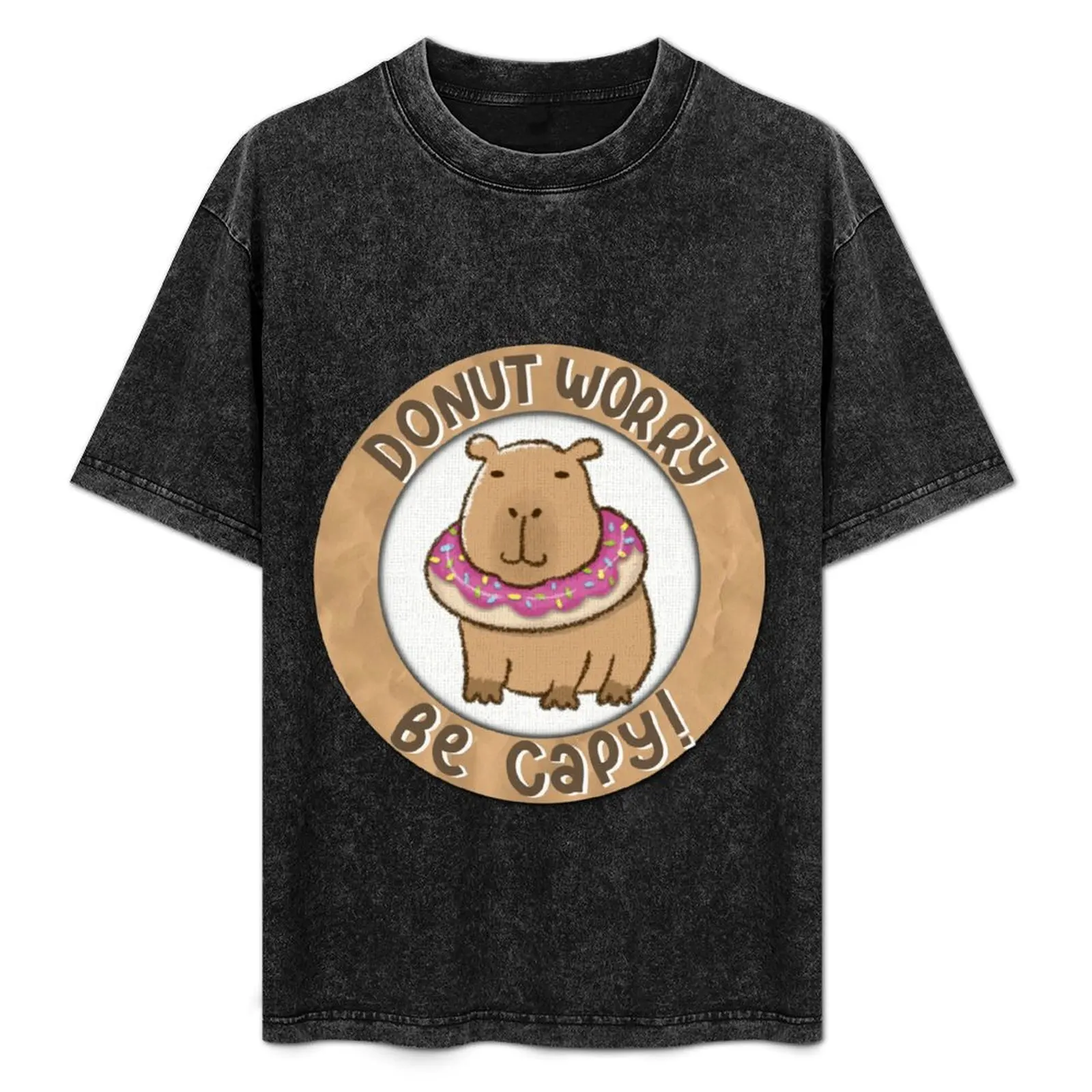 „Donut Worry Be Capy”... Nie martw się być szczęśliwym T-Shirt oversize markowe koszule ubrania w dużych rozmiarach dla mężczyzn