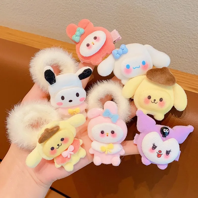 

Sanrio Hello Kitty Cinnamoroll My Melody Kuromi Hair Clip Leather Clip Pink Cute Anime Girl Hair Accessories Headdress Band Gift