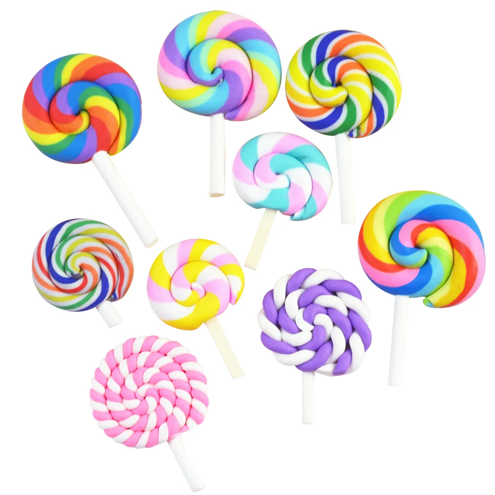 

Lollipop Candy Charms Clay Flatback Resin Beads Lollipops Charm Embellishments Nail Diy Decorations Polymer Crafts Making
