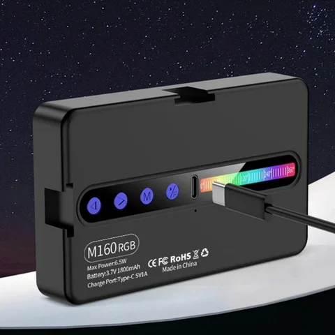 Цифровая зеркальная фотокамера RGB с полноцветной подсветкой, портативный мини-светодиодный светильник для селфи и прямых трансляций на смартфон